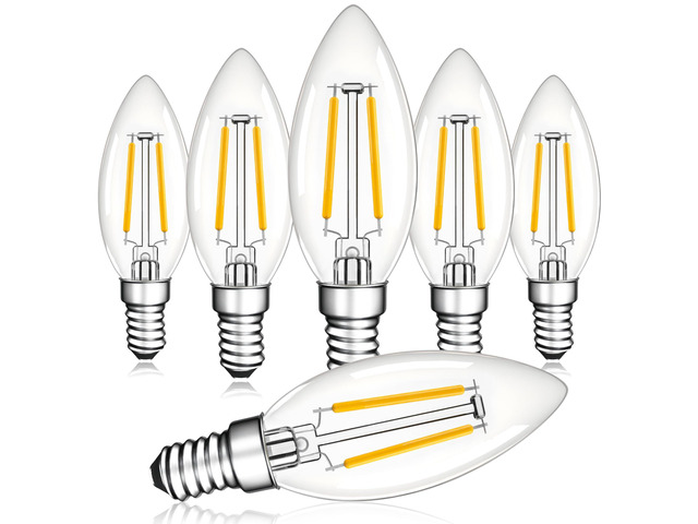 Dimmable E12 LED Bulbs,25 Watt Candelabra Light Bulbs for Chandelier Vintage Candle Light Bulb,B11 Type B Filament Light Bulbs Ceiling Fan,2700K...