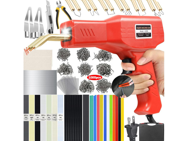 Upgraded 220W Plastic Welder, 2 in 1 Plastic Welding Kit Plastic Repair Welder Kit 1000PCS Hot Stapler Soldering Gun with 100PCS Plastic Welding...