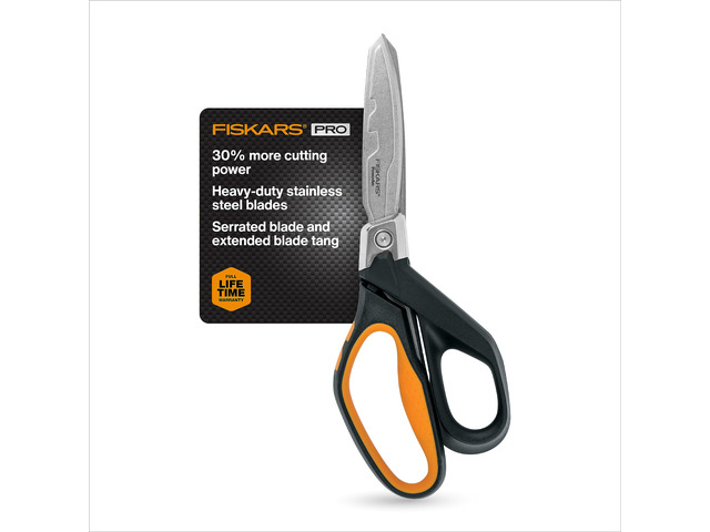 Pro PowerArc Shop Shears, Heavy Duty Stainless Steel Scissor, Industrial Grade Tool for Building and Construction, 10 in, Orange/Black