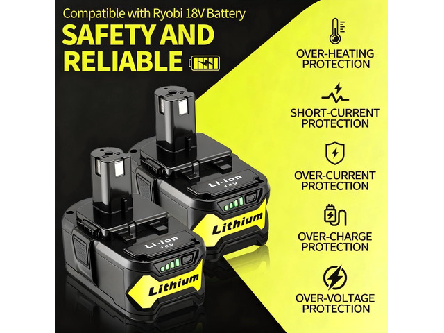 2Pack Upgrade 90000mWh High Capacity Replacement for Ryobi 18V Battery Compatible with Ryobi 18V ONE+ System Cordless Power Tools and Charger