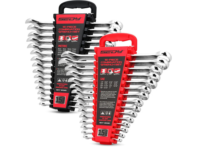 30-Piece Combination Wrench Set - Open End Wrench Set with Organizer Professional 12 Point Wrench Kit Tool for Mechanic Garages Workshops 1/4'' to...