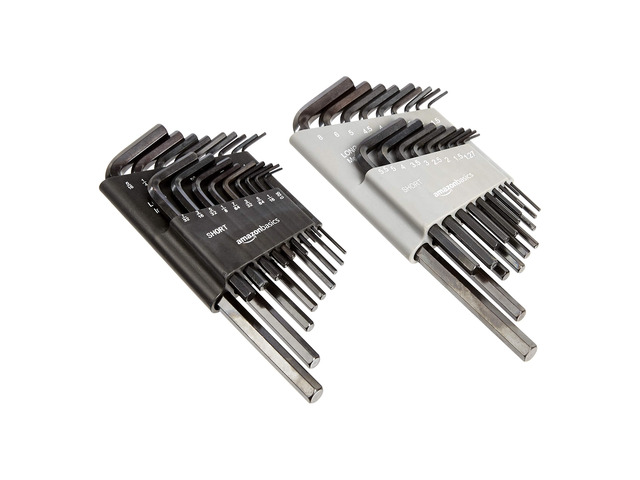36-Piece Allen Wrench/Hex Key Set, SAE & Metric Sizes, Chrome Vanadium Steel with Long Arm, 2 Organized Storage Cases