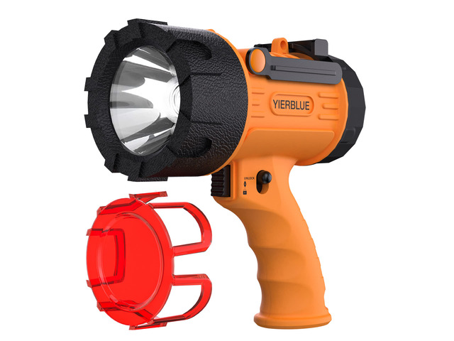 Rechargeable Spotlight,Handheld Rechargeable Flashlight 200,000 Lumens LED, IP67 Waterproof 12 Hours Running for Boating, Camping, Hunting
