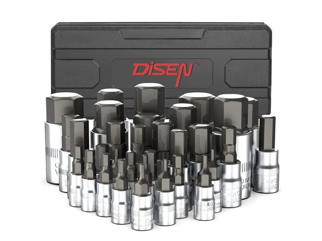 32-Piece HEX Bit Socket Set SAE & Metric Allen Wrench Socket Set with Enhanced Storage Case, Premium Heat Treated Chrome Vanadium Steel & S2...