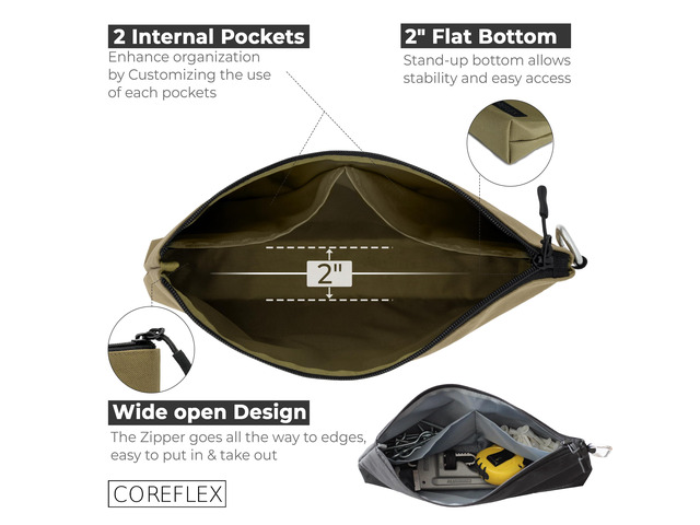 Premium Tool Pouch Zipper Bag, Small Tool Bag, Multipurpose Storage pouch, Heavy duty Flat Bottom Tool bag with YKK Zipper (3 pack Large 12inch)