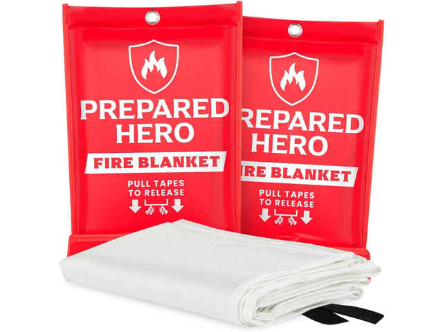 Emergency Fire Blanket, Kitchen & Home, 39 x 39 in, 2 Pack Smothers Grease, Gas And Electric Flame Emergencies With No Sprays, Cleanup Or...