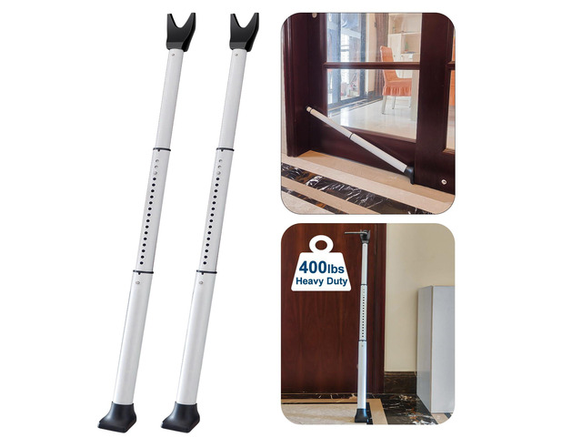 2 Pack Door Security Bar, Heavy Duty Patio Door Lock,White Locking Security Bar for Door, Adjustable Home Security Barricade for Apartment, Hotel...