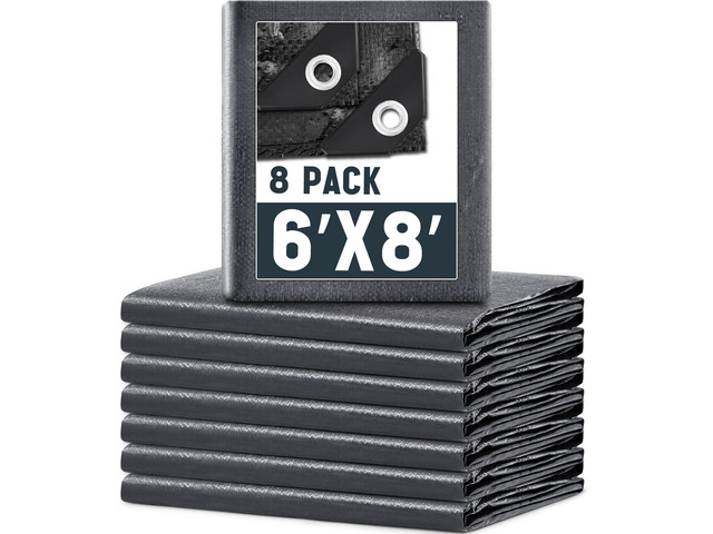 8 Pack 6 x 8 ft 5.5 Mil Large Tarps Heavy Duty Waterproof Tarp Multi Purpose Tent Cover for Home Boats Cars Camping Patio Furniture Roof Emergency...