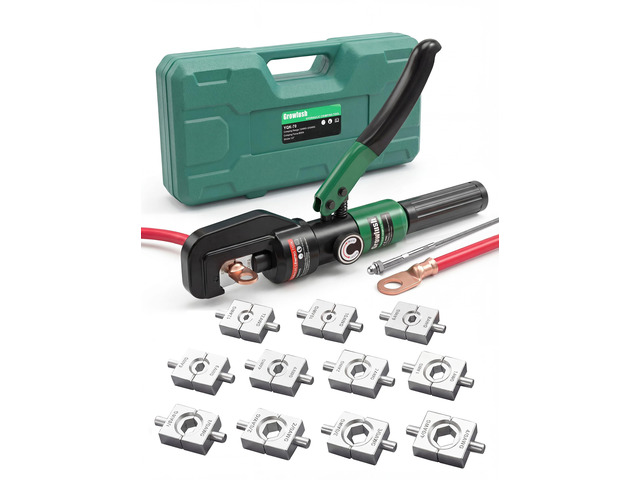 Hydraulic Cable Crimping Tool, Battery Cable Terminal Crimper 12 AWG4/0 AWG, US Standard AWG Dies, 10-Ton Hydraulic Copper Cable Lugs Crimper for...