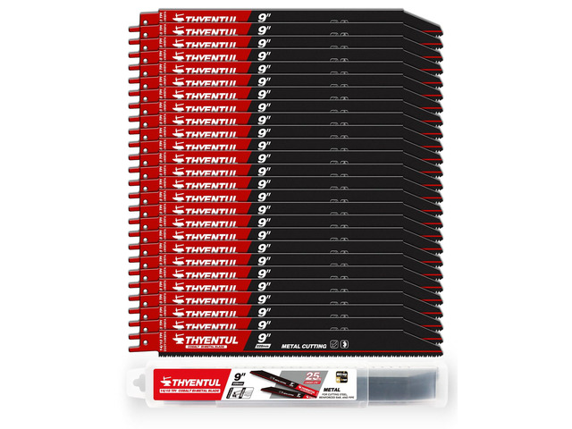 25 Pack,9 inch,14/18 TPI,Reciprocating Saw Blade Set,M42 Teeth with Cobalt Bi-Metal Blades, for Automatic Dismantling Sawzall Blades for 1/16-5/16...