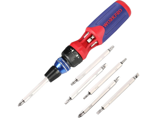 12-in-1 Ratcheting Multi-Bit Screwdriver Set Quick-load Mechanism Screwdriver with Double End Bits in Handle