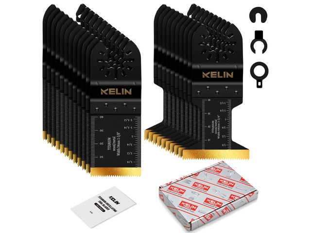 22pcs Titanium Oscillating Tool Blades, Universal Multitool Blades Oscillating Saw Blade for Metal Wood Detail Cutting,Standard Size,Multitool...