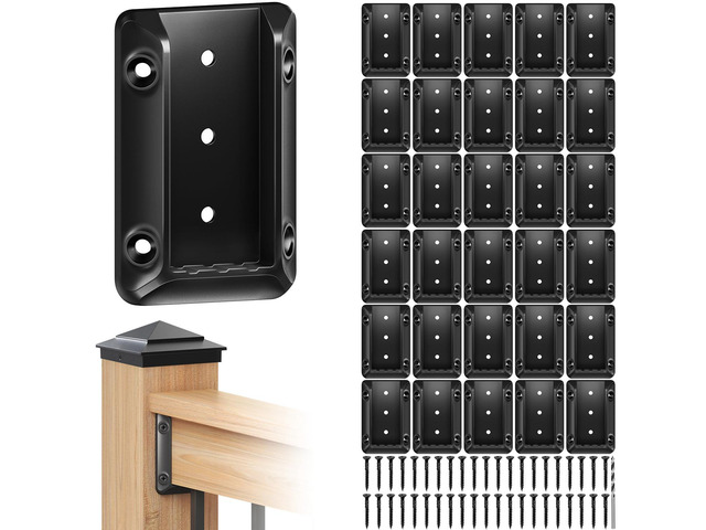 30 Pcs Deck Railing Brackets for 2×4 (Actual 1.5' × 3.5') Wood Rail Heavy Duty Nylon 66 Railing Connectors for Wood Post to Handrail Connection...