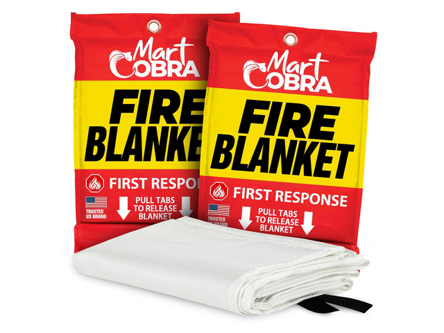 Emergency Fire Blanket for Home & Kitchen 2-Pack Safety Fiberglass Extinguisher Grease Stove Reusable Protection Preparedness RV Car Fireproof...