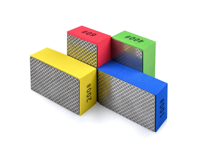 4pcs Diamond Hand Polishing Pads for Ceramic Tile Glass Grinding,Sanding Blocks Polishing 60#,100#,200#,400#