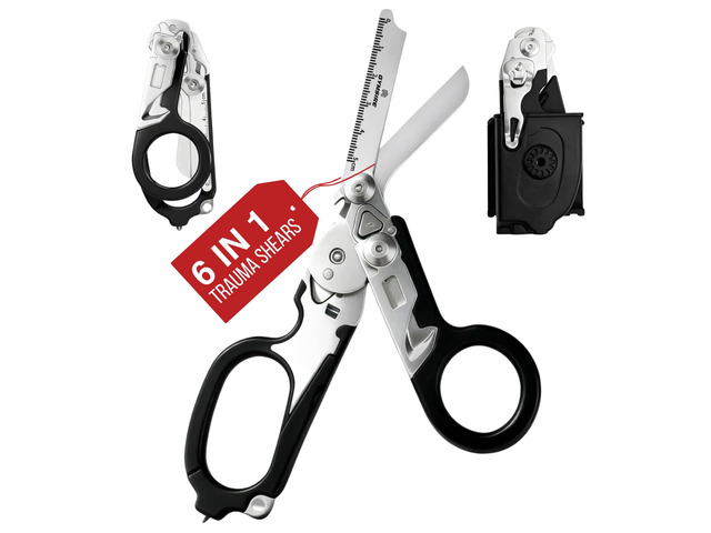 Heavy Duty 6 in 1 Multifunctional Trauma Shears Foldable Stainless Steel emergency response scissors Survival Shears with Holster Medical...