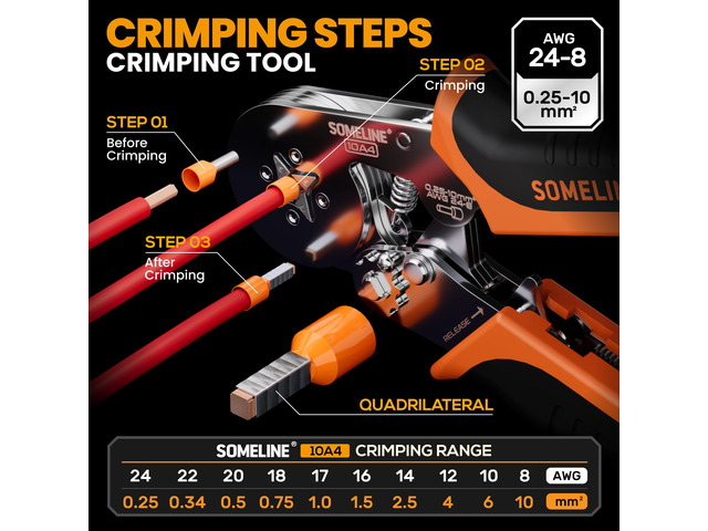 Ferrule Crimping Tool Kit, 24-8 AWG Crimper, 9 Sizes Wire Ferrules Self-Adjusting Ratchet Square Crimper, Tinned Copper Insulated Ferrule...