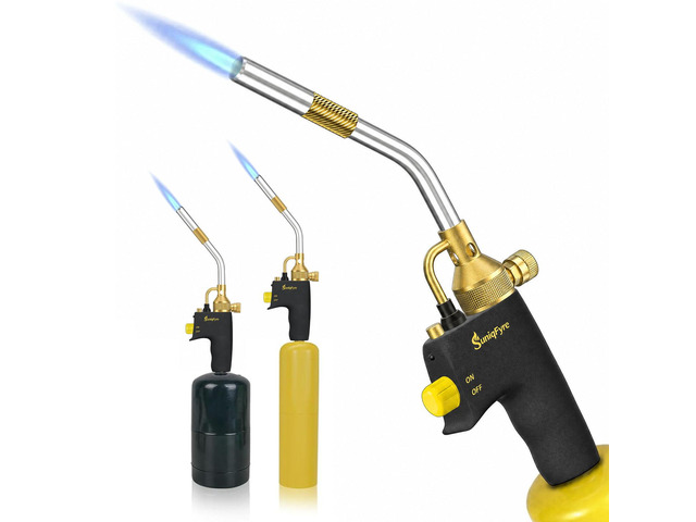 High-Intensity Propane Torch Head, Upgraded 10,000 BTU Trigger Start Gas Torch with Flame Lock & Built-in Pressure Valve, 360Â° All-Angle Burn CGA600...