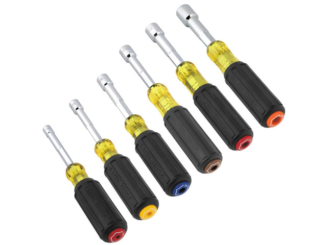 65456 Hollow-Shaft Nut Driver Set, Heavy-Duty, Color-Coded Hex Sizes 1/4 to 9/16-Inch, Cushion-Grip Handles, 6-Piece