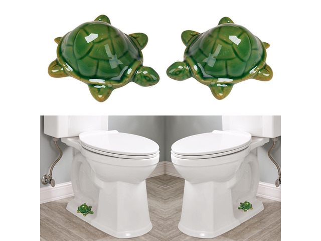 Toilet Bolt Caps, Decorative Toilet Bolt Covers, Ceramic Cute Frog Covers Toilet Bolts Bathroom Decor Easy Installation Set of 2 (2pcs Green Turtle)