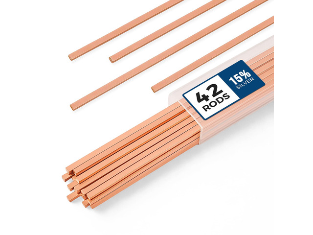 42 pcs Brazing Rods AWS BCuP-5 15% Silver Solder Phos Copper Brazing Alloy Flat Welding Rods 0.050'x1/8'x10' for HVAC, Refrigeration, and...