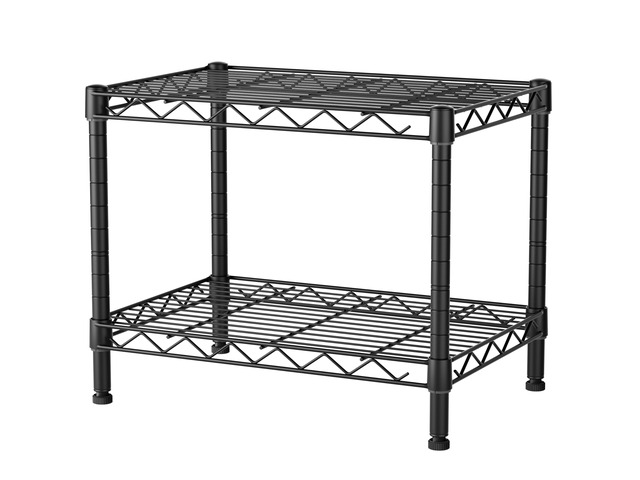 Small Wire 2 Shelves Pantry Metal Shelf Floor Organizer Under Desk Armoire Adjustable Floor Kitchen Narrow Organizer Rack Shelving Short Square...