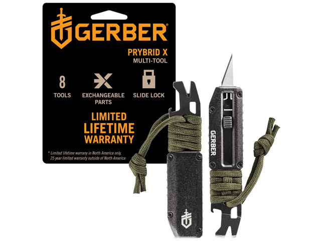 Prybrid X EDC Pocket Knife Multitool with Bottle Opener, Green Retractable box cutter blade, pry bar, everyday carry, compact multitool,...