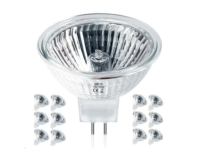 MR16 Halogen Bulbs 50w 12V GU5.3, MR16 Halogen Light Bulbs 2 Pin, 12 Pack Dimmable Indoor Flood 50w Mr16 Small Light Bulb for Landscape/Track Light...