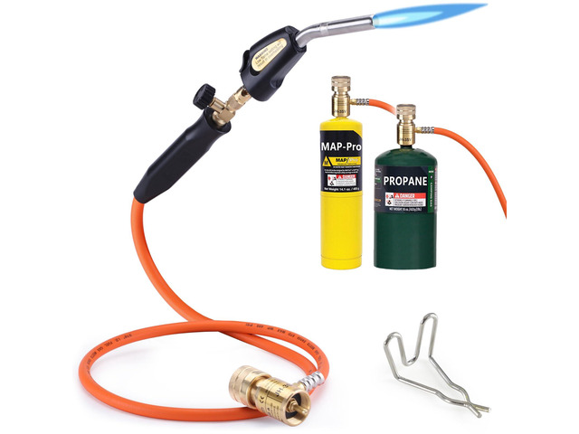 Propane Torch Hose Kit, Mapp Gas Torch 3600 Soldering Welding Torch 3.6ft Hose, Push-Button Ignition, Dual Valve Control, Ergonomic Grip,...