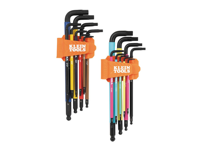 BLS18 Hex Key Wrench Set, Color Coded, SAE and Metric, Heat-Treated, L-Style, Long Arm and Ball End, 1/16-Inch to 3/8-Inch and 1.5 mm to 10 mm,...