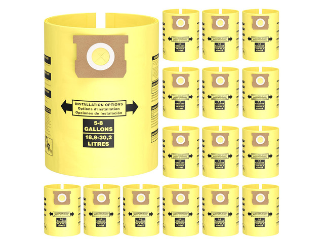 15 PCS 5-8 Gallon Wet Dry Vacuum Filter Bags Replacement for Shop Vac Bags Replace Part Type H #90671 9067100 9067133, Type E #90661 9066100...
