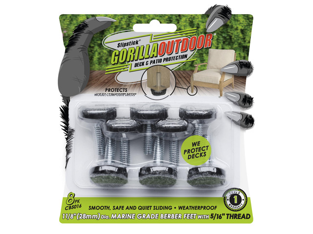 Gorilla Outdoor Adjustable Furniture Levelers (8 Pack) Weatherproof Screw in Leg Glides for Chairs, Tables, and Outdoor Furniture Feet, 1-1/8 Inch...