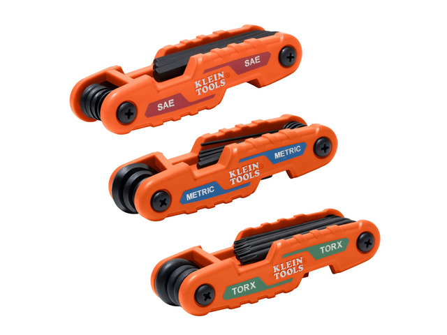 70543 3-Piece Compact Folding Hex Key Set, Metric, SAE, Torx Sizes, 25 Keys, Industrial Strength Heat Treated Alloy Steel