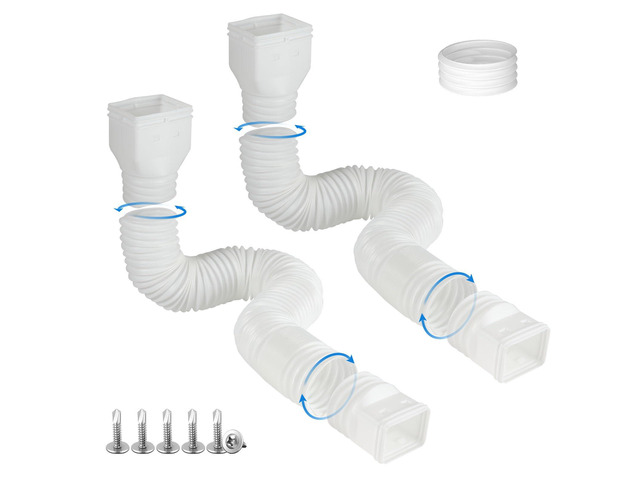 2 Pack Rain Gutter Downspout Extensions, Flexible Downspout Extender with 58'+68' Extendable Pipes for Rain Water Drainage, Durable Down Spout...