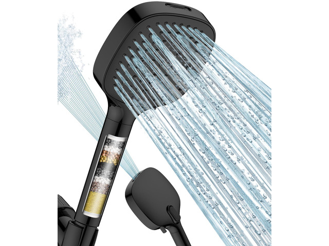Filtered Shower Head with Handheld, 7 Modes High Pressure Handheld Showerhead with Filters, Detachable Shower Heads Water Softener Filters Beads...