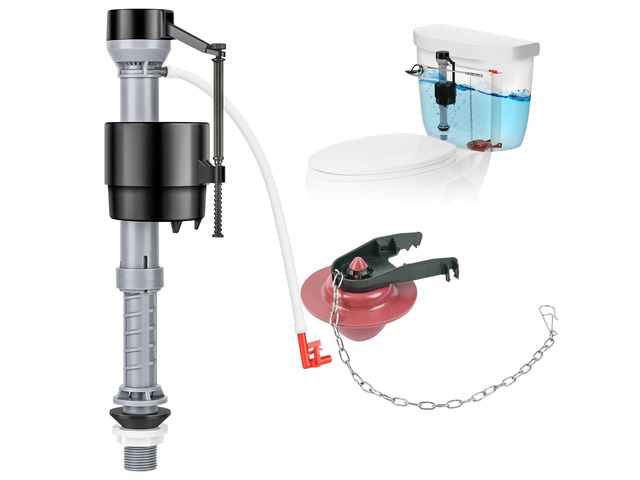 Universal Toilet Flusher Replacement Kit, Toilet Fill Valve and 2-Inch Flapper Replacement Kit, Toilet Repair Kit Inside Tank, Adjustable, Quiet...
