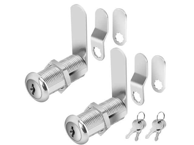 Cabinet Locks with Keys, 1-1/2' Long Cam Locks keyed Alike, Cabinet Cam Lock Set for Cabinets, RV Storage, Tool Box, Thick Drawer, Zinc Alloy (2...