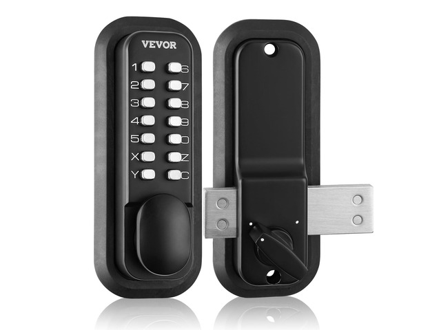 Mechanical Keyless Entry Door Lock, 14 Digit Keypad, Outdoor Gate Door Locks Set with Surface-Mounted Latch, Water-Proof Zinc Alloy, Keypad and...