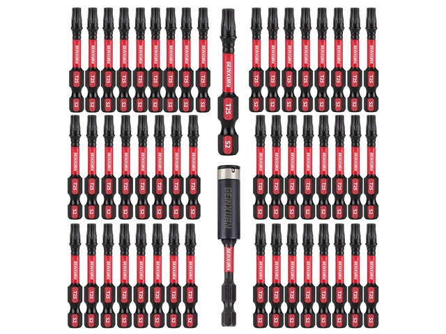 50 Pieces T25 2 In. Impact Tough Magnetic #25 Torx Head Power Bits, S2 Alloy Steel T25 Screwdriver Bits Set with 1Pcs Impact Bit Holder