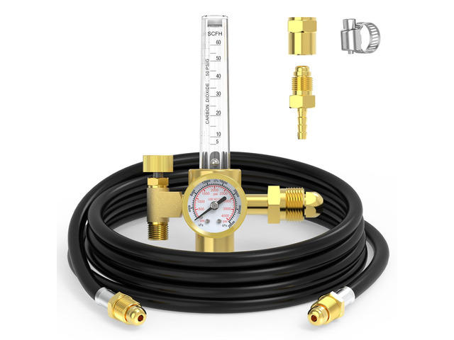 Welding Gas Flowmeter with Gas Hose, Leak-Proof Argon CO2 leak-resistant connections, clear gauges, controlled shielding gas setup