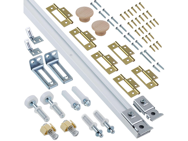 Bifold Door Hardware Kit, 48-Inch Bi-fold Closet Door Track Kit Bifold Closet Door Hardware Kit Folding Door Hardware Repair Replacement Tool Kit