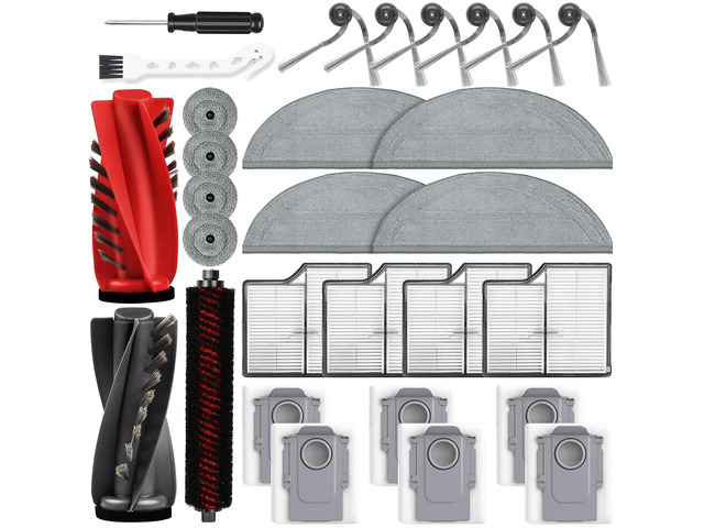 29 Pack Accessories Kit for Roborock Saros 10 Robot Vacuum 1 Pairs Mainbrush 6 Side Brush 4 Filter 6 Dust Bags 4 Long Mop 4 Small Round Mop 1...