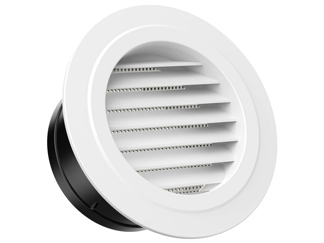 6 Inch Soffit Vent Cover Round ABS Louver with Built-in Screen Mech for Attic, Bathroom, Garage & Dryer Duct Ventilation (150mm,White)