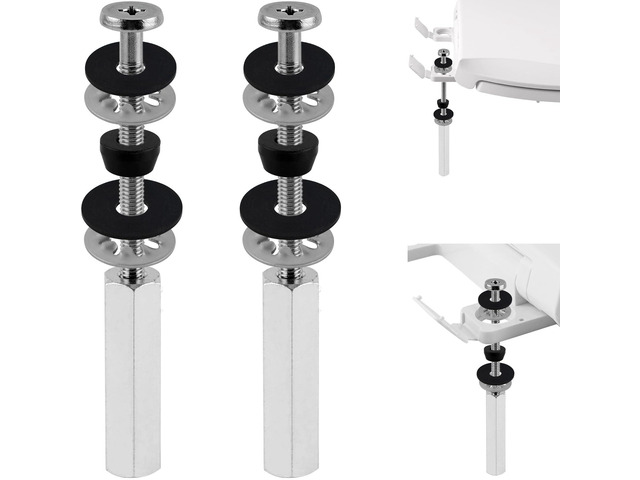 2 PCS Universal All-Metal Toilet Seat Bolts, 3 Inch Toilet Screw Heavy-Duty Toilet Seat Locking Bolt with Steel Downlock Nut & Anti-Slip Gasket,...