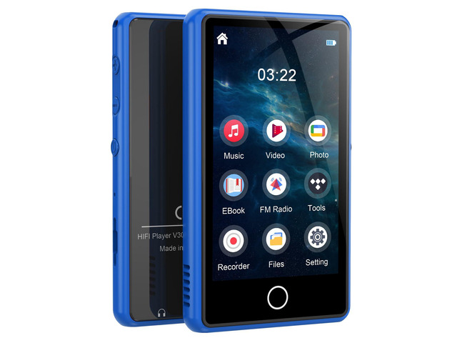 80GB MP3 Player with Bluetooth3Full Video Format Portable MP3 Player for KidsMP4 Music Player with Speaker, FM Radio, Voice Recorder, Up to 256GB,Blue