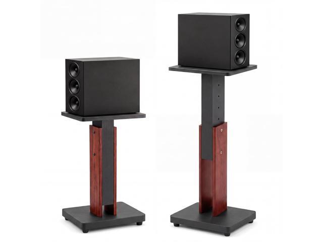 2 Pcs Height Adjustable Speaker Stands 18 to 28 Inches Heavy Duty 50 Lbs Wood Vinyl Record Player Stands Pair for Studio Housewarming Home Decoration