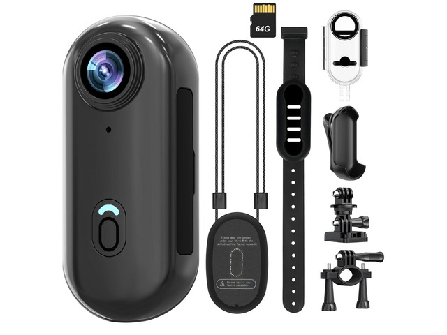 4K WIFI POV Action Body Camera 64GB, Thumb Size Mini Bodycam, Waterproof Magnetic Wearable Hand-free Portable Sports Action Cameras, Snapcam Mount...