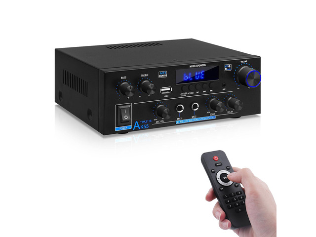 Bluetooth Amplifier AK-55 Plus Stereo Receivers Amp 2.0 Channel RMS 70W x2 Mini Power Amplifier Home Audio for Speakers with TPA3116D2 Chips,...