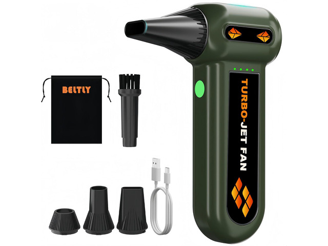 FT06 Powerful Compressed Air Duster with 150000RPM Brushless Motor Rechargeable Dust Blower with LED Light, 4-Gear Adjustable, Mini Blower for...