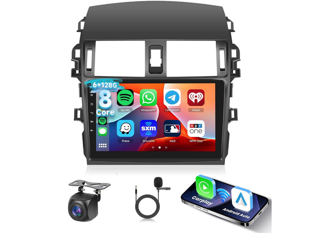[6G+128G] 8-Core Car Radio for Toyota Corolla 2009-2013 Android Car Stereo with Bluetooth GPS, 9 Inch Touch Screen with Wireless Carplay Android...